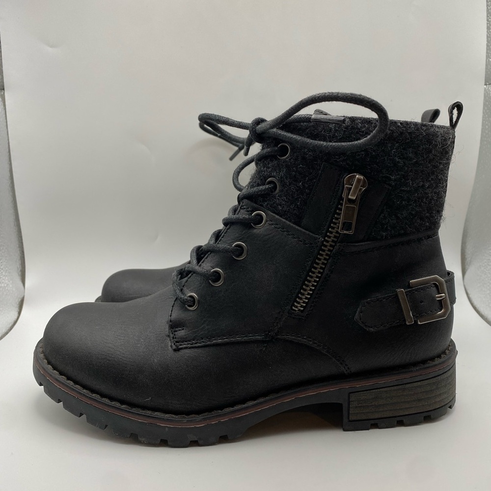 Extreme by Eddie Marc Womens Black Round Toe Zip Up Ankle Moto Boot Size 7